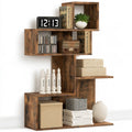 Libreria a giorno in legno a cinque livelli, colore marrone