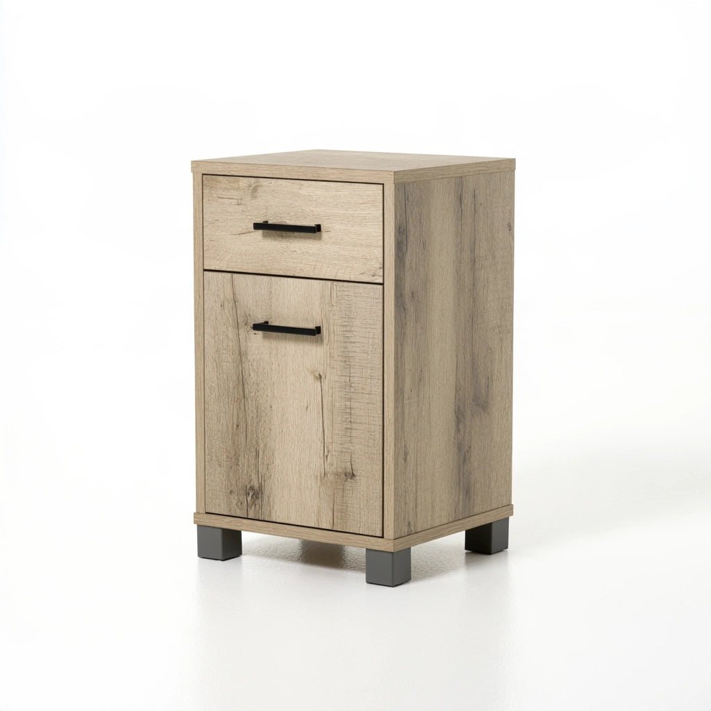 Mobile contenitore in legno finitura rovere, colore marrone chiaro