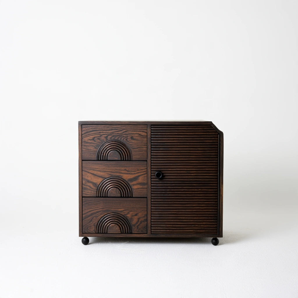 Mobile contenitore in legno, colore marrone scuro